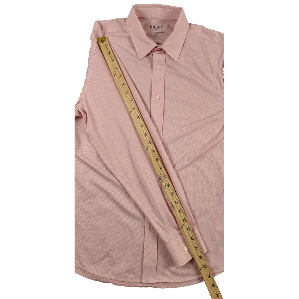 Rhone Commuter Shirt Men M Pink Morse Slim Fit Tech Button Up Work Preppy - Picture 9 of 13